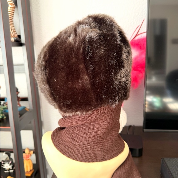 Vintage Brown Faux Fur Scarf Hat - Picture 3 of 6